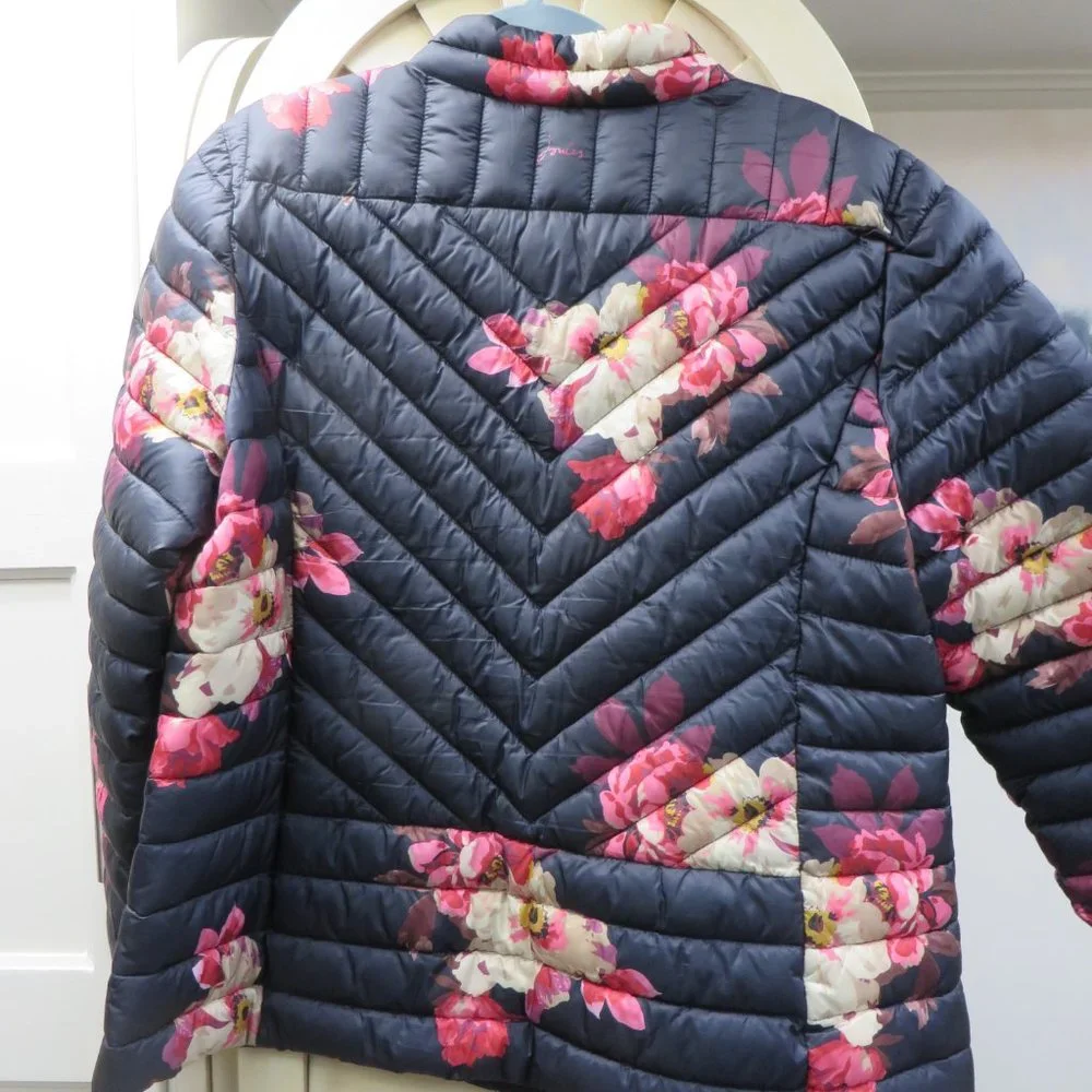 JOULES Puffer Navy Floral Jacket 16 - Picture 2 of 2